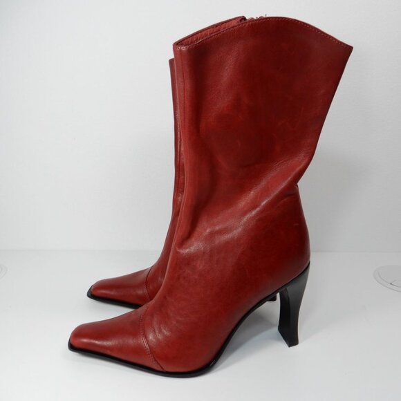 Jeffrey Campbell Be Bold Western Boots Size 5 Red Distressed Leather NEW $280 - Picture 5 of 12
